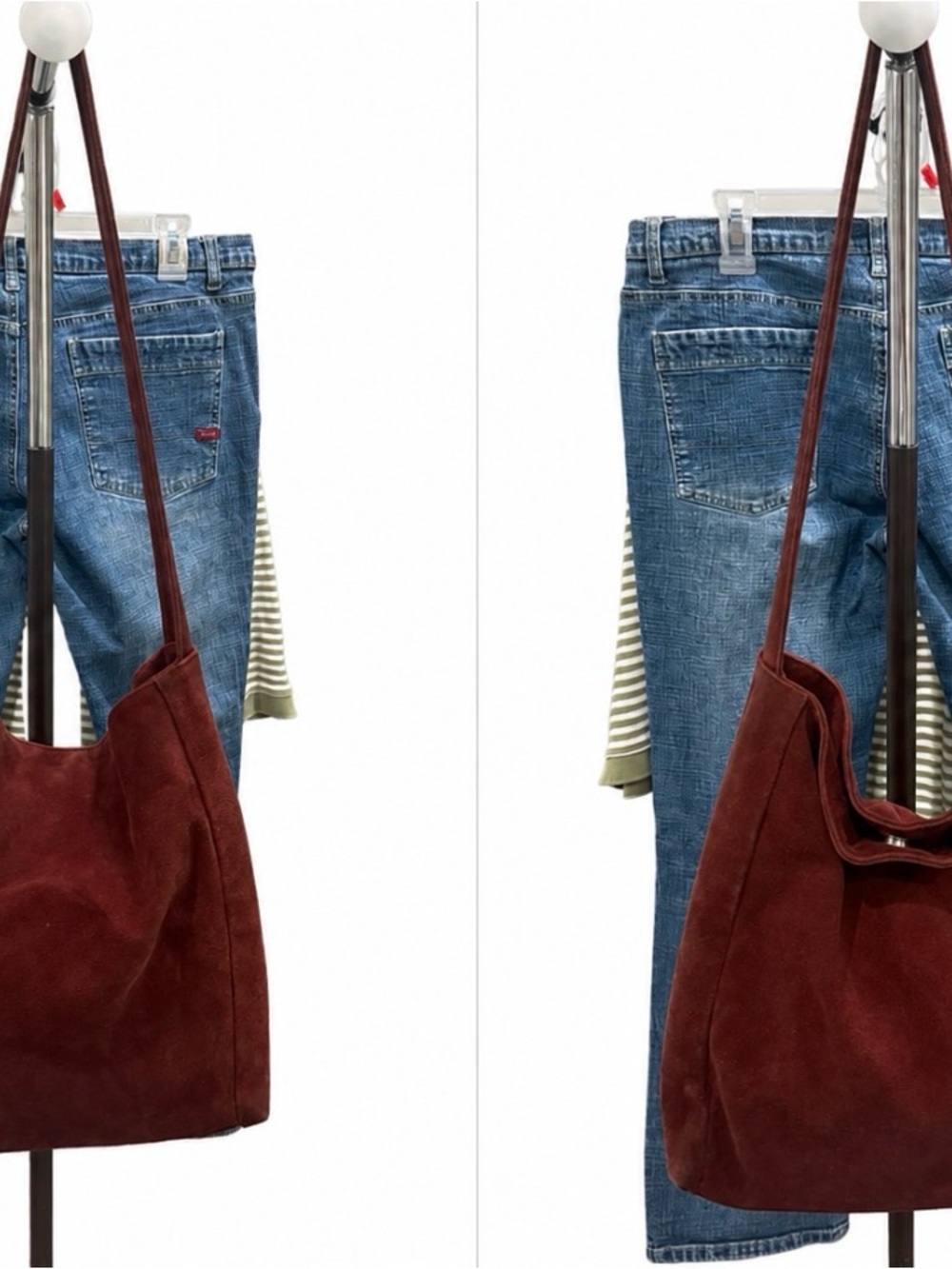 Burgundy Suede ITALIAN LEATHER  Shoulder Bag